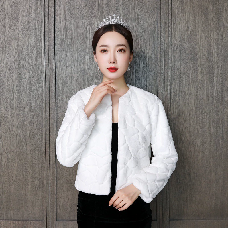 Свадебное платье с меховой шалью зима 2019 осень-зима теплое свадебное платье невесты пальто женское с длинным рукавом толстое плюс размер из искусственного меха