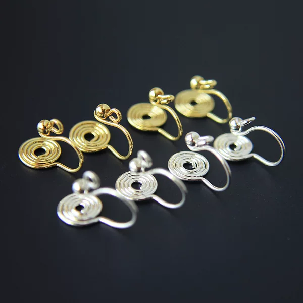 Korean Style Women's Mosquito Coil Disc Ear Clip Painless Clip-On Pierced Ear Clip Copper Plated 14K Gold Ear Clip Earrings Supply
