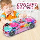 Douyin the same electric universal transparent gear concept car colorful light music Children's electric toy car cross-border