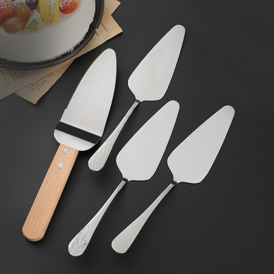 birthday Cake shovel Stainless steel Wooden handle triangle Cheese knife Pizza Steak kitchen baking tool
