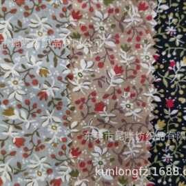 印花布  全棉府绸活性印花面料小花纯棉布服装小树叶印花棉布