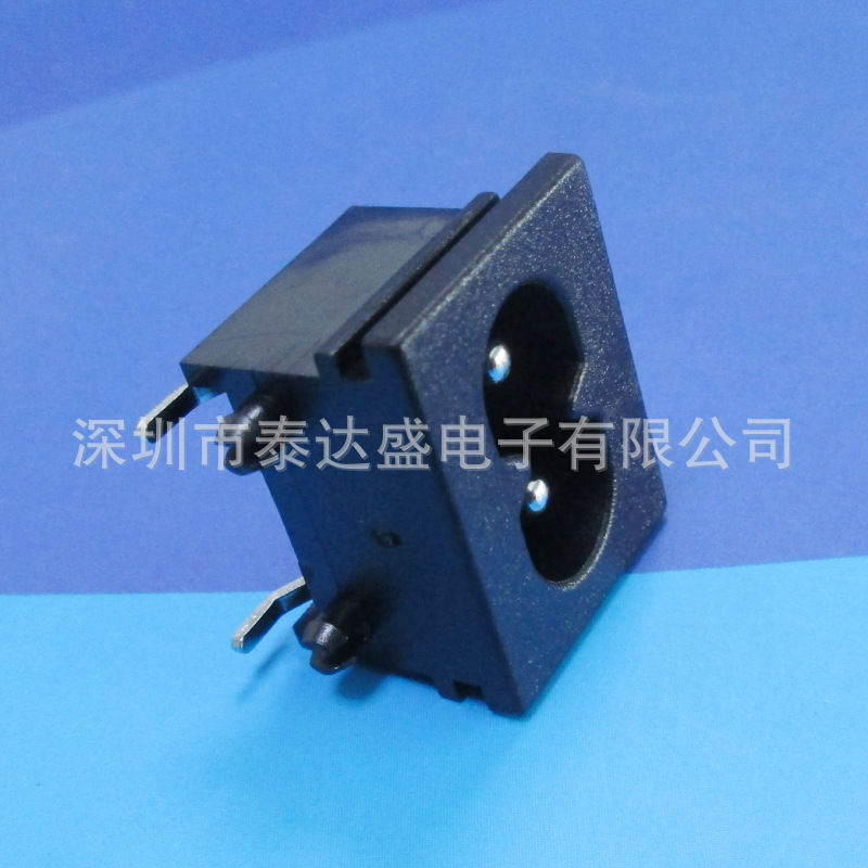 玩具车AC插座 两脚铜芯反脚式电源插座 黑色带定位柱八字尾DB-8