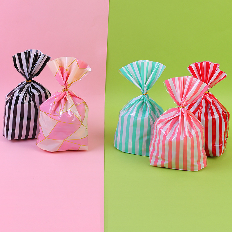 Impresión en color de estilo coreano rayas verticales copo de nieve crujiente turrón galleta pan tostado bolsa casual para hornear bolsa de envasado de alimentos