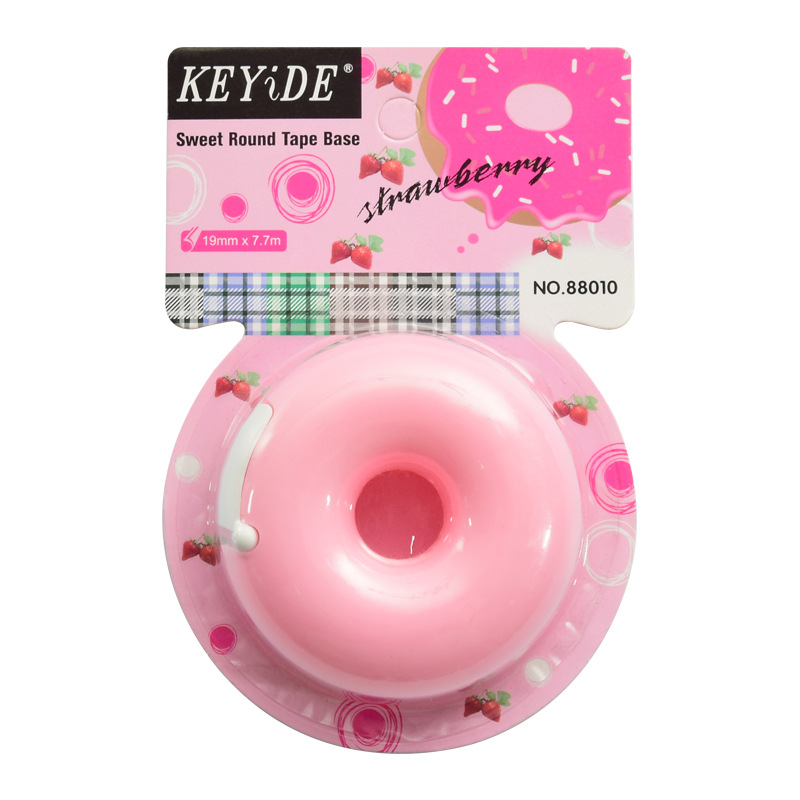 Corea del Sur creativo de dibujos animados de papelería portátil donut cinta titular invisible cortador de cinta con cinta pequeña