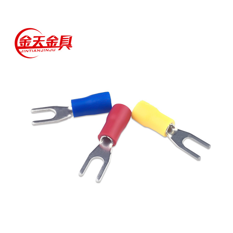 叉形预绝缘端头SV黄紫铜冷压端子U型接线片冲压开口接线端子叉型