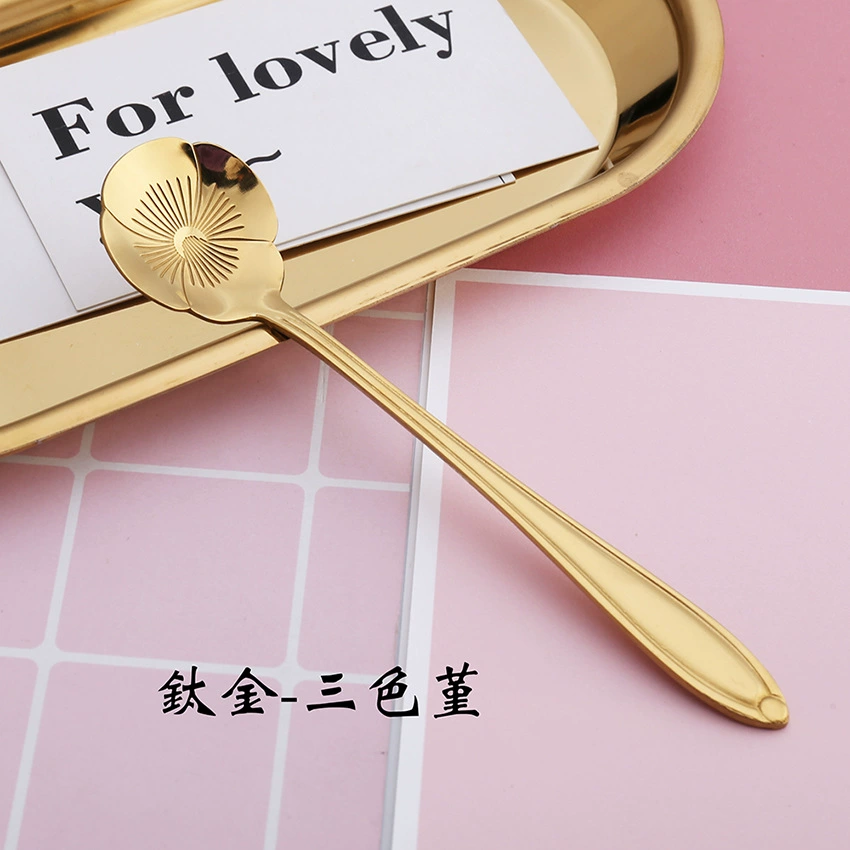 Смесительная ложка (Bicheng) флоральная нержавеющая сталь, короткая ручка, подарок на день рождения