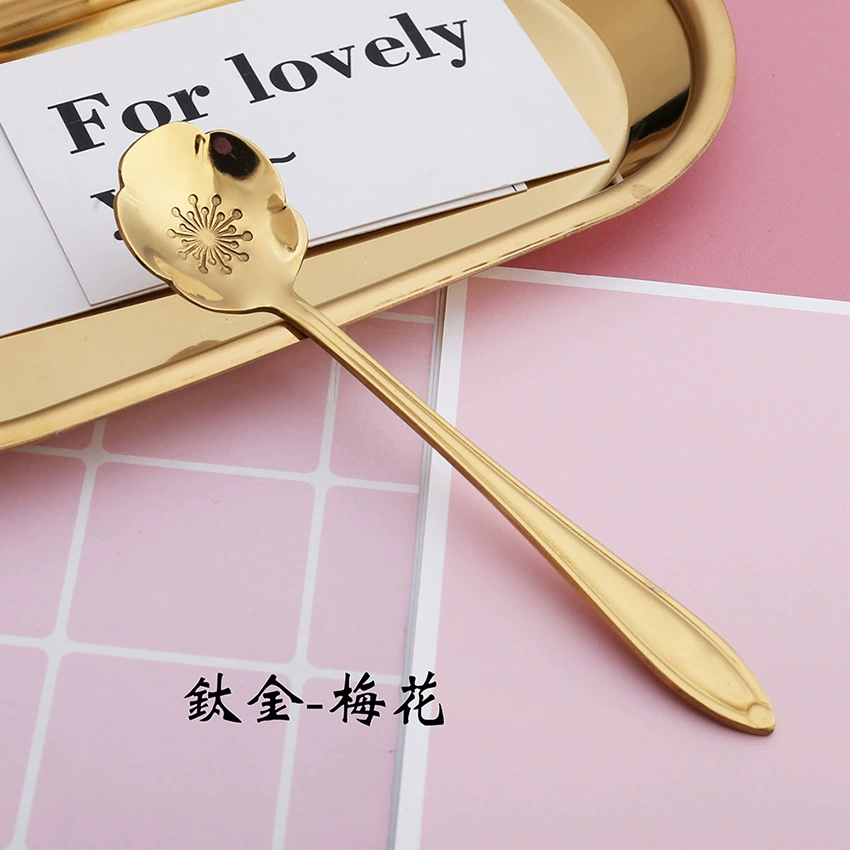 Смесительная ложка (Bicheng) флоральная нержавеющая сталь, короткая ручка, подарок на день рождения