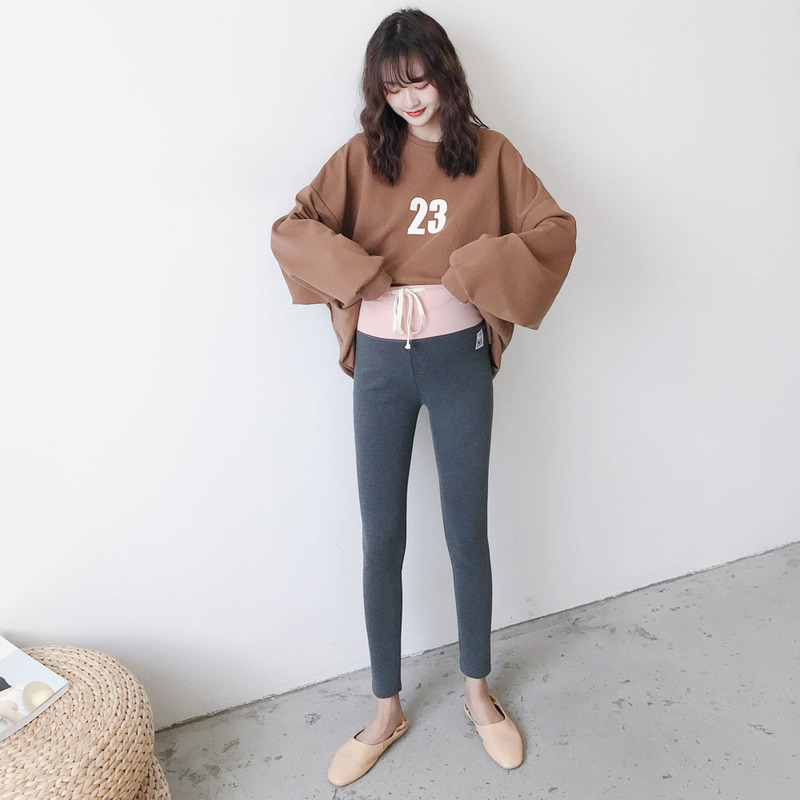 [Clearance No Return No Change] Pregnant Women's Clothes Korean Contrasting Color Pregnant Women's Belly Pants Joker Leggings Soft and Comfortable