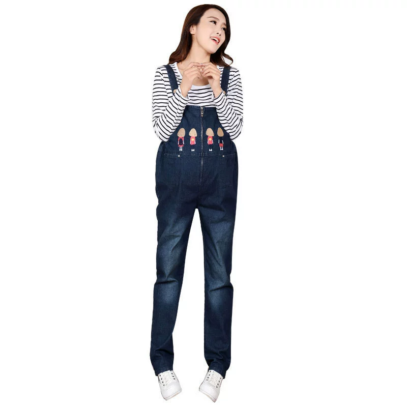 Модные джинсы для беременных, весна overall, демисезонный флис брюки, корейский стиль, плюс размер