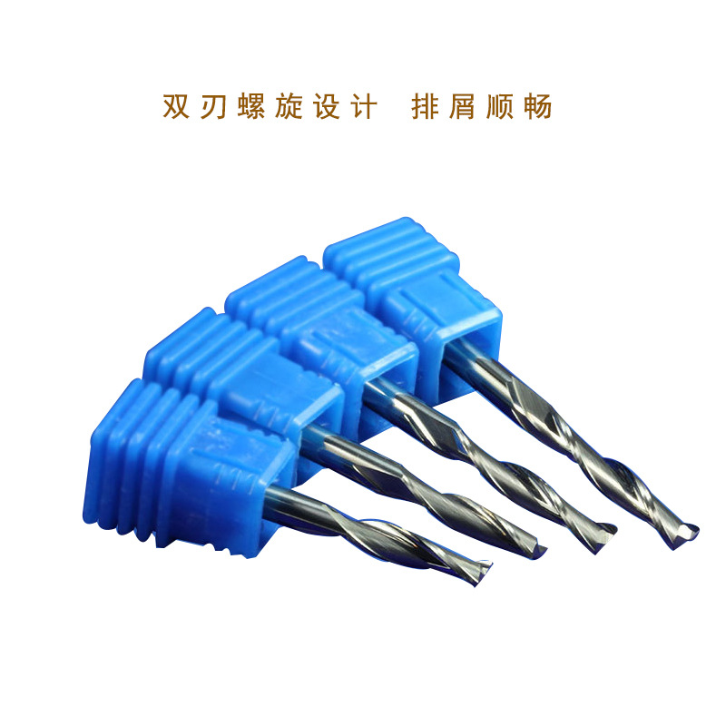 Dicke tablero de densidad del PVC acrílico cuchillo corte CNC máquina grabado herramienta 6mm doble cuchilla fresa