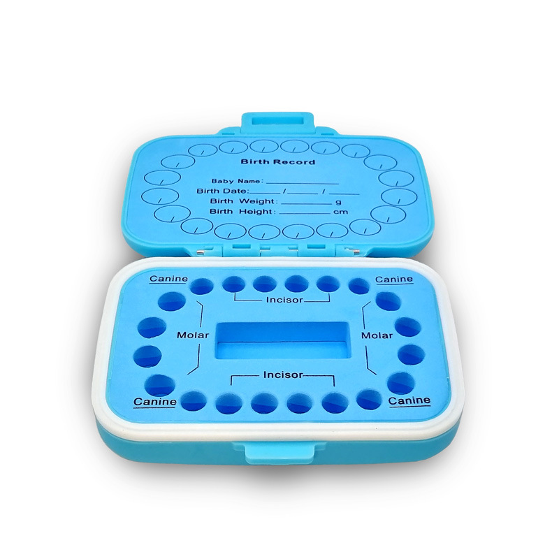 Azul pezón caja bebé pelo fetal colección plástico niños y niñas diente casa de almacenamiento regalo transfronterizo comercio exterior al por mayor