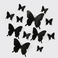 12 Black Butterflies Home Creative Halloween 3D Stereo Plastic Fake Decorative Butterfly Direct Manufacturer Sale