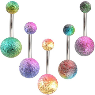 Amazon eBay hot new belly button ring multicolored acrylic frosted belly button ring navel nail