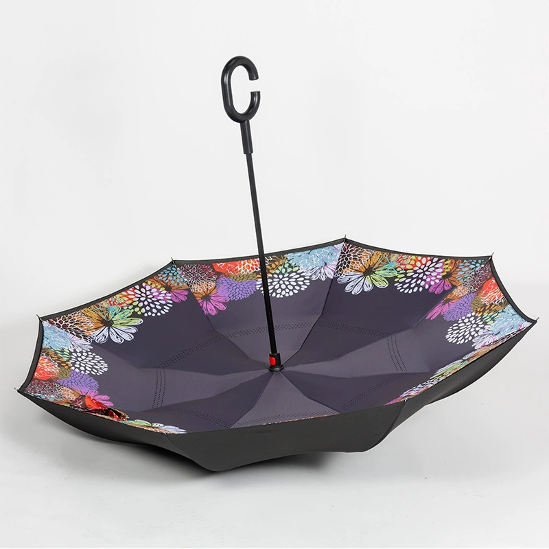 添奇 Creative umbrella reverse umbrella C-type hands-free handle car automatic long handle adjustable large umbrella rainproof and windproof