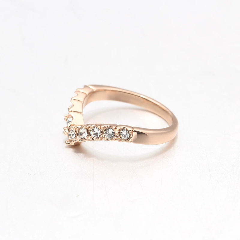 Sun Cloud Новое Diamond V-слово кольцо простое ожидание перстня, кольцо на палец мизинца, кольцо для женских пальцев
