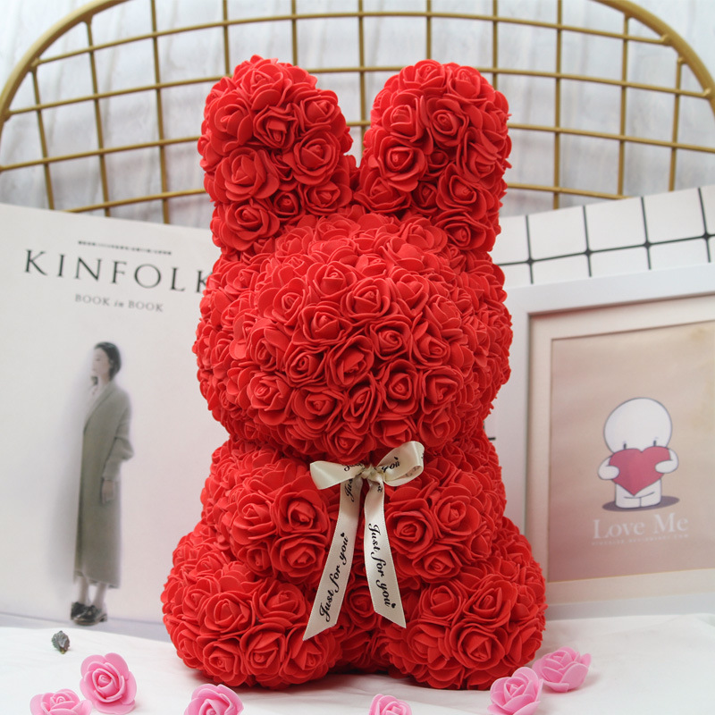 40cm Rose Rabbit foam flower hug rabbit PE hug bear Valentine's Day birthday gift AliExpress