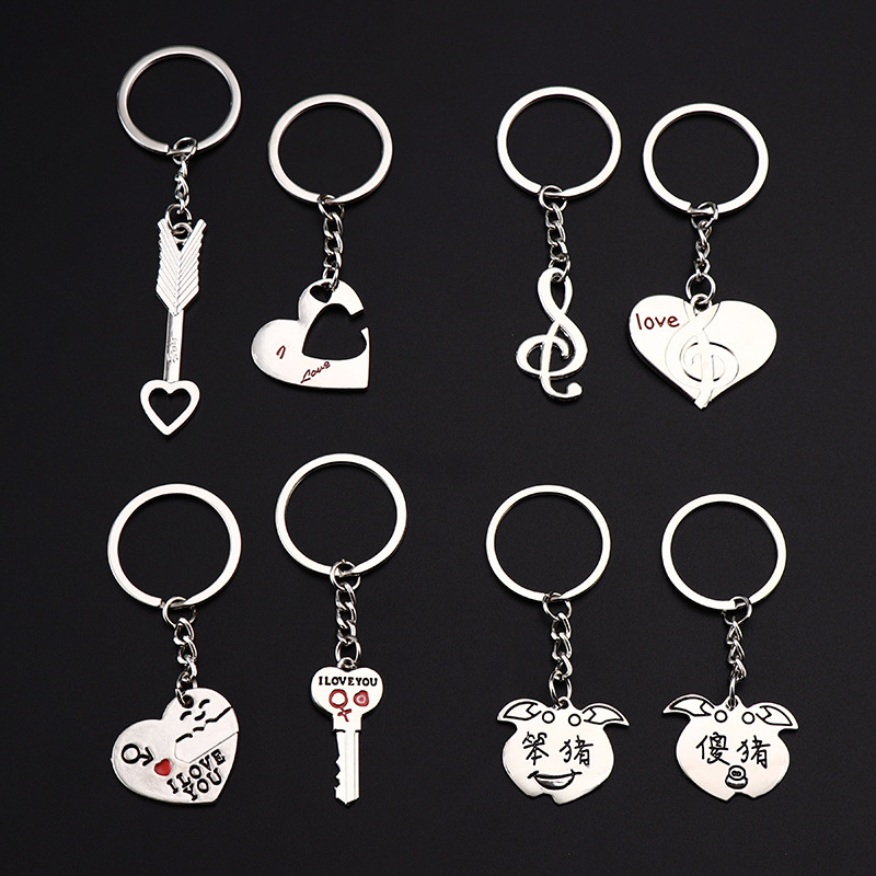English Crush Your Keychain Pendant Heart-shaped Smiley Letter Couple Keychain Creative Wedding Gift