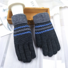 Autumn and winter men's woolen gloves knitted jacquard thickened warm gloves wholesale student finger gloves