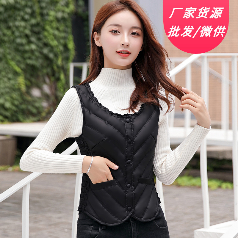 Clearance autumn and winter down vest women's short thin inner vest Korean style slim fit waistcoat fashion mom liner