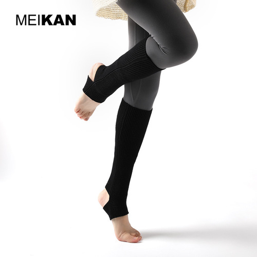 Meikan woolen warm knitted socks for women long and short yoga dance pile socks with ribbed leg covers