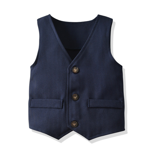 Set of Four for Baby Boys: Gentleman Vest, Pants, Long-Sleeve Shirt, and Bow Tie - Gentleman Formal Dress - Single Piece for Dropshipping