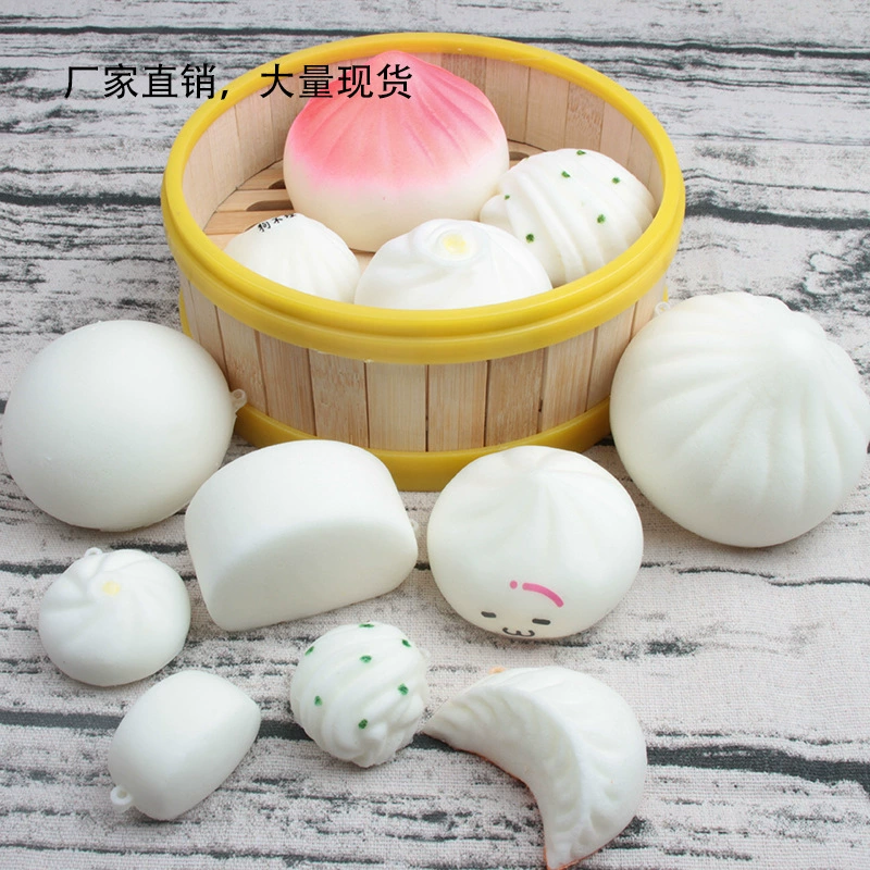 Мягкий медленный отскок Моделирование Белые булочки для хлеба на пару Пельмени Цветочный рулон Еда Декомпрессионная игрушка Подвеска