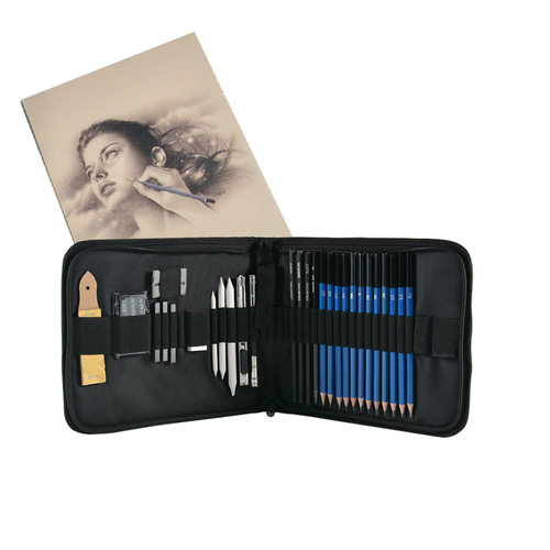 Set of 34 Drawing Pencils, Sketching Tools Kit, Art Drawing Specialized Pencils and Supplies
