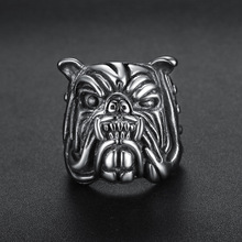欧美热销复古动物系列戒指 不锈钢美国恶霸犬造型 男女款钛钢戒指