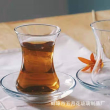 土耳其红茶杯配碟小吃碟布丁咖啡萃取小杯子郁金香玻璃杯