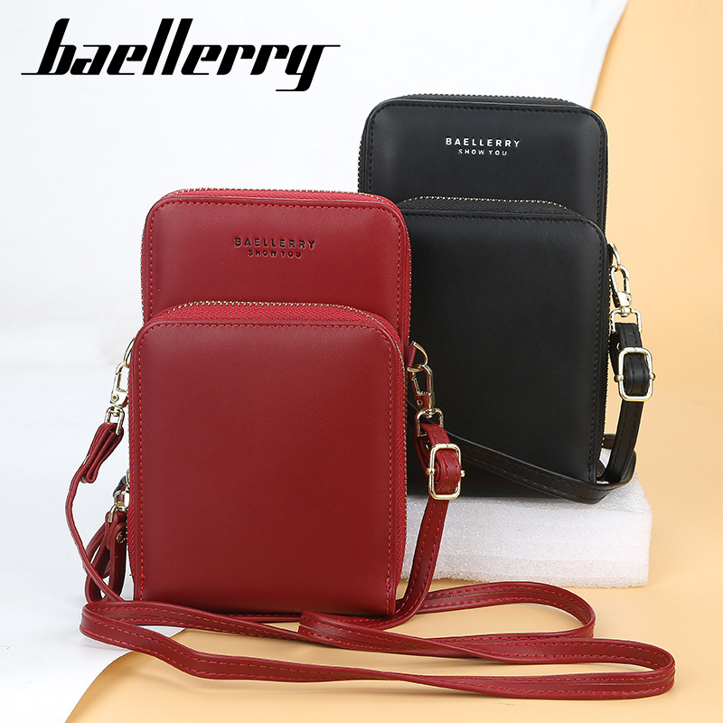 Baellerry bolso de las mujeres de estilo coreano de gran capacidad de hombro del todo fósforo bolsa de mensajero de moda bolso del teléfono de cremallera larga cartera