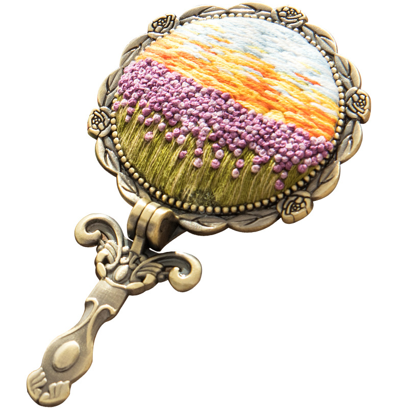 Bordado DIY hecho a mano espejo cosmético paquete material Suzhou bordado escuela regalo tela producción creativa mano laminado espejo