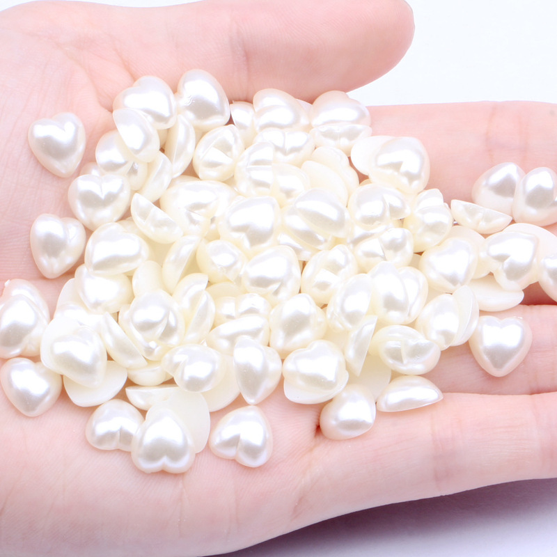 Strict selection of peach heart pearl flat mixed color pure white rice white hair clip handmade cream glue diy nail beads accessories