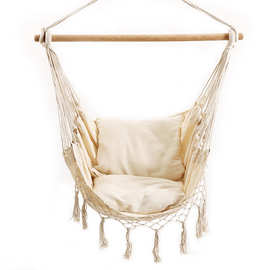 民宿棉绳流苏亚麻吊篮 室内家用单人阳台网红秋千亚马逊摇篮摇椅