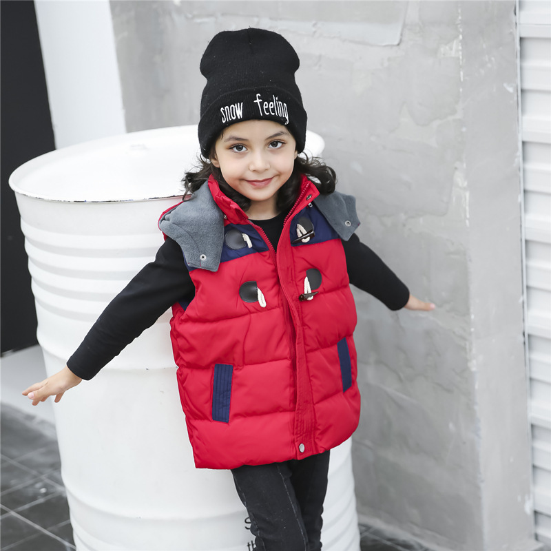 Niños abajo Chaleco de algodón invierno niños y niñas bebé, además de terciopelo engrosado con capucha chaleco kindergarten ropa Logo