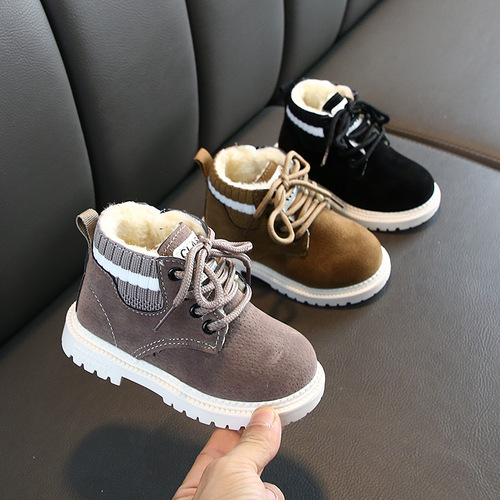 Boys' boots, children's Martin boots, plus velvet cotton shoes, snow boots, Korean style fashionable children's leather boots, girls' shoes on behalf of