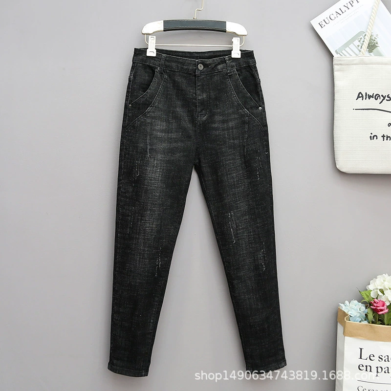 Джинсы с высокой талией и эластичным поясом для полных женщин, комфортная эластичность, размеры L–6XL