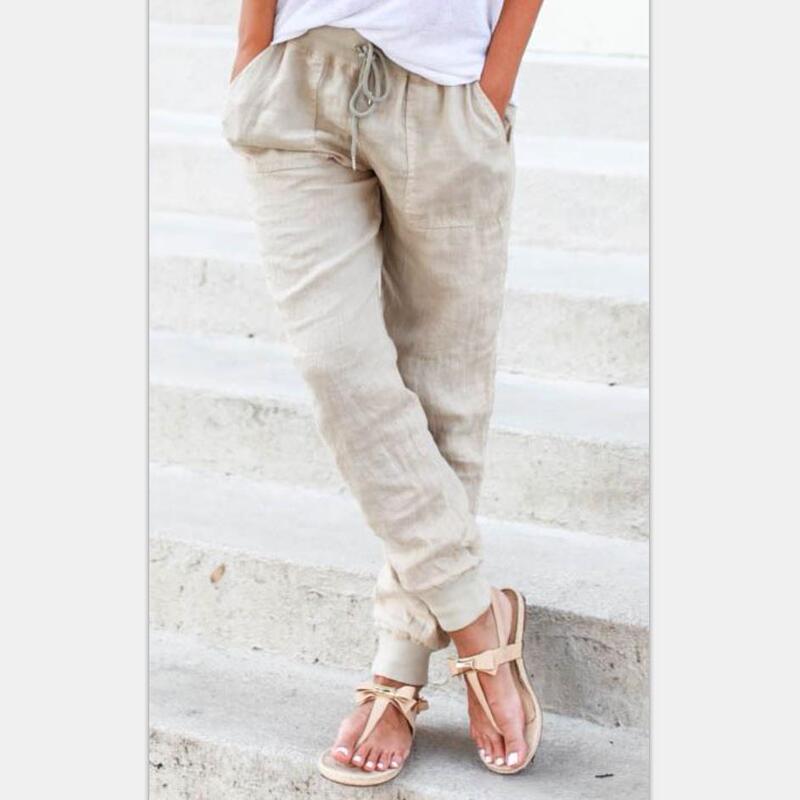 2026 Summer Ebay Amazon Wish Urban Casual European and American Women's Cotton Casual Pants High-Waisted Slimming
