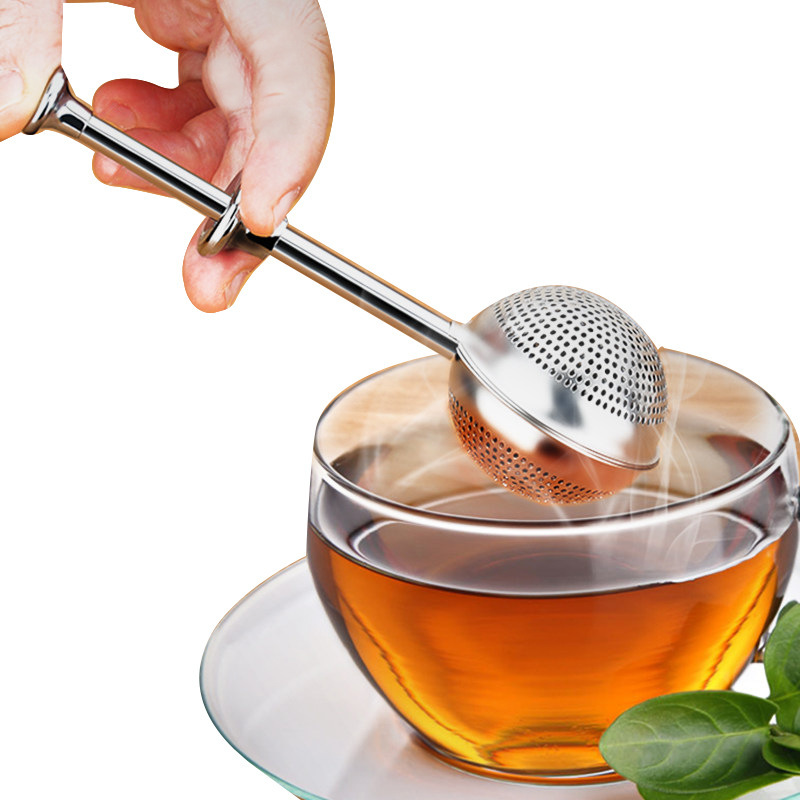 Simple 304 stainless steel retractable syringe tea ball tea filter seasoning ball tea leak press tea maker