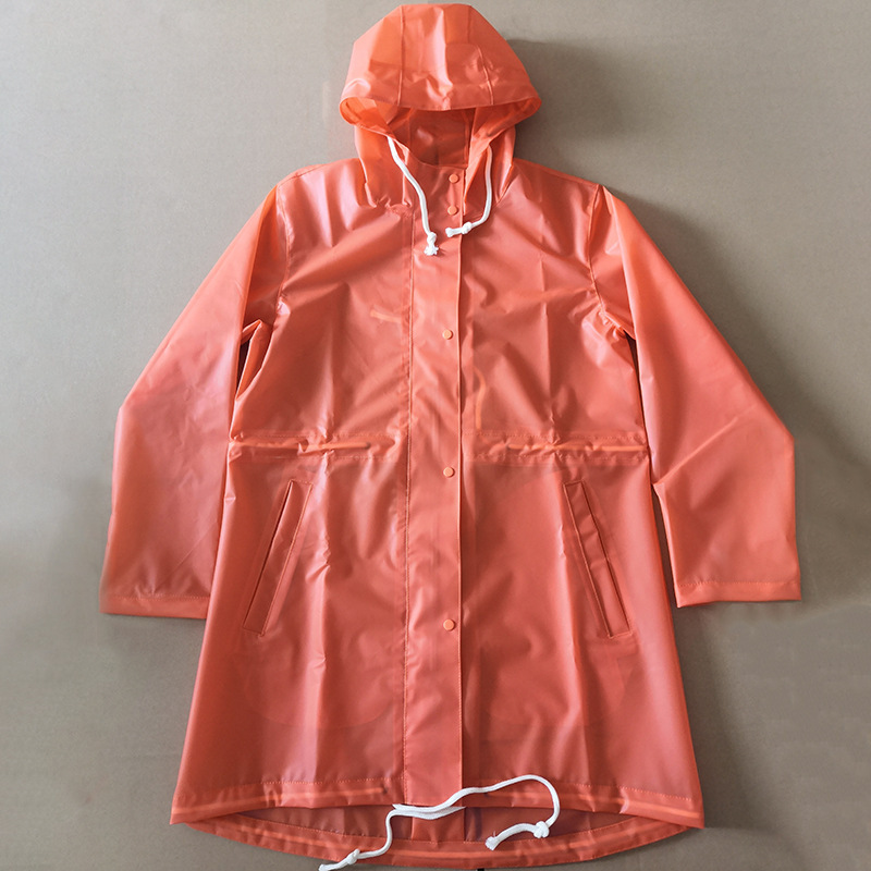 Adult Outdoor Long Raincoat Travel Fashion Unisex Lightweight Eva Transparent Rain Poncho with Brim for Hiking and Storm Protection