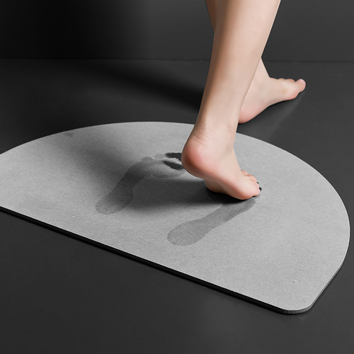 Semi-circular diatomaceous earth water-absorbent anti-slip mat, bathroom door mat, bathroom quick-drying mat