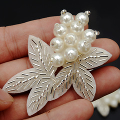 3D DIY Pearl White Leaf Flower Decorative Accessories for Bags and Fashion
