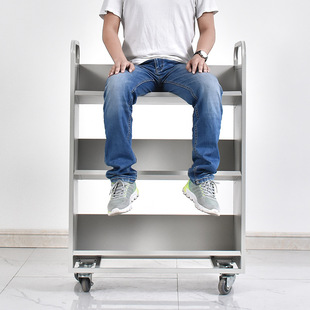 Library two-step three-step book ladder archives wheeled book cart flat two-story three-story V-shaped trolley climbing ladder