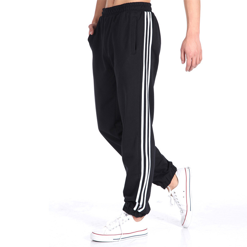 Three Bar Sports Pants Men's Autumn and Winter Velvet Knitted Casual Pants Cotton Breathable Running Training Basketball Neck Sweatpants
