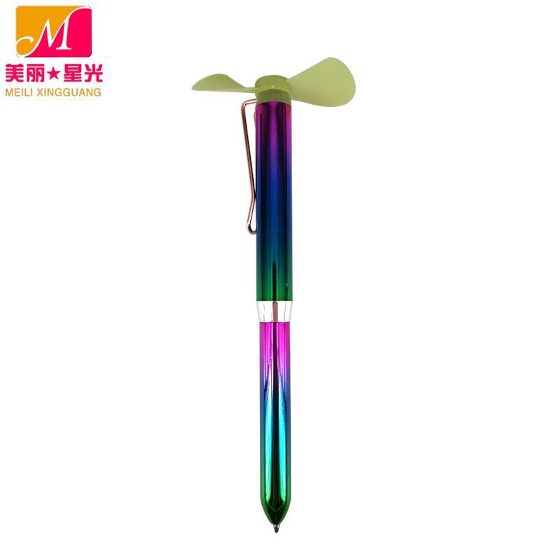 Bolígrafo de ventilador de verano de estudiante colorido al por mayor fabricante de logotipo de bolígrafo de ventilador de metal silencioso eléctrico