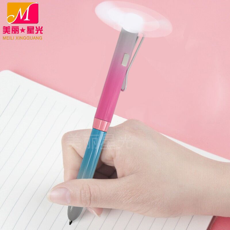 Bolígrafo de ventilador de verano de estudiante colorido al por mayor fabricante de logotipo de bolígrafo de ventilador de metal silencioso eléctrico