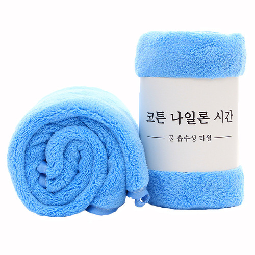 High-density coral velvet large towel, hair-drying towel with bound edges, plain color, soft and thickened, water-absorbent adult couple's face and bath towel