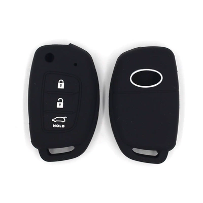 Suitable for modern langong environmental protection silicone car key case protective cover factory wholesale direct luminous color (Static Rod/Key Bag) - black