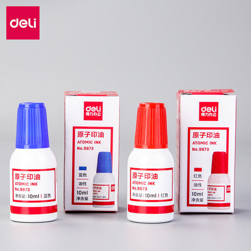 Deli 9873 quick-drying atomic stamp oil red ink pad ink oil seal oil red quick-drying Indonesian oil