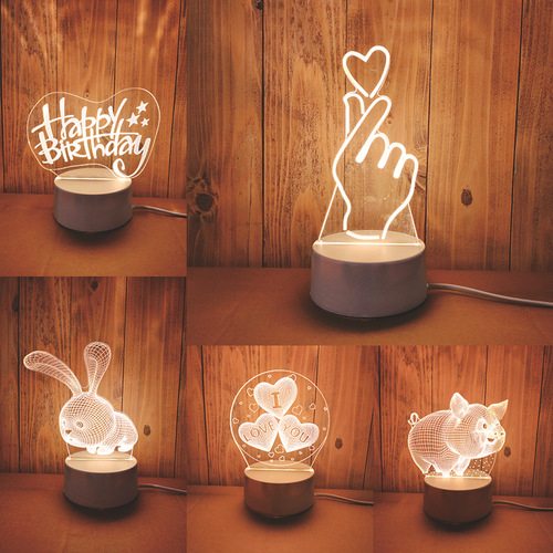 USB Creative Cartoon 3D Night Light for Children, Holiday Gift LED Acrylic Bedside Mini Logo Night Light