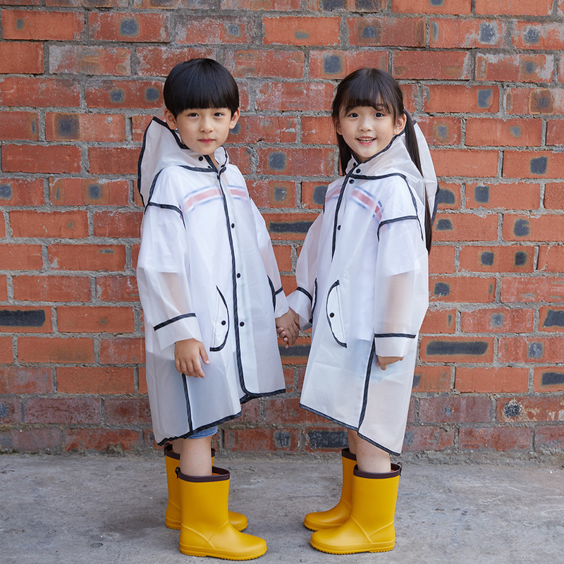 Children's Raincoat Siamese Cartoon Baby Children's Primary School Kindergarten Foreign Trade Transparent Fashion Wrapping EVA Poncho